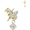 Titanium top butterfly zirconia dangle Push-In