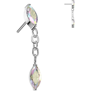 Titanium top zirconia marquise cut dangle Push-In