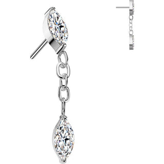 Titanium top zirconia marquise cut dangle Push-In