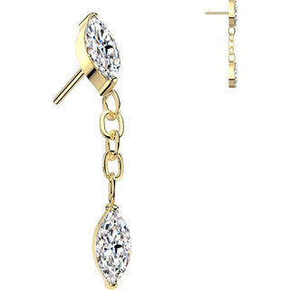 Titanium top zirconia marquise cut dangle Push-In