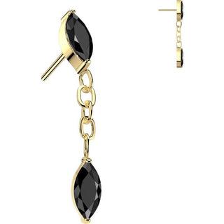 Titanium top zirconia marquise cut dangle Push-In