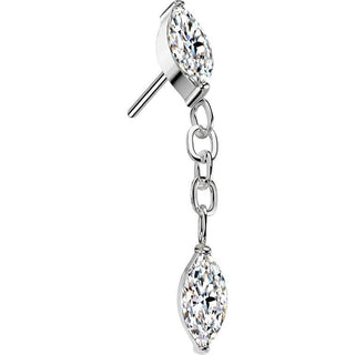Titanium top zirconia marquise cut dangle Push-In