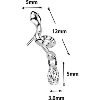 Titanium top snake zirconia dangle Push-In