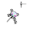 Titanium Top top cross zirconia or opal beaded balls Push-In
