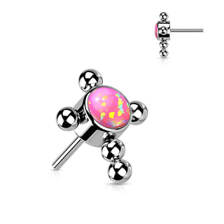 Titanium Top top cross zirconia or opal beaded balls Push-In