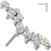 Titanium Top top flower and marquise cubic zirconia curve Push-In