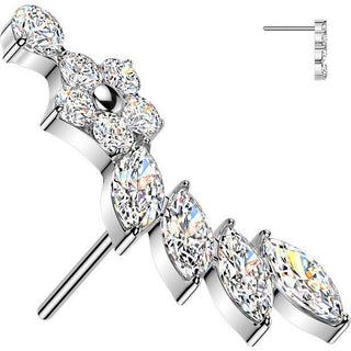 Titanium Top top flower and marquise cubic zirconia curve Push-In