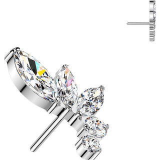Titanium top curved marquise and round zirconia Push-In