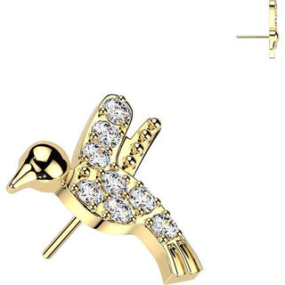 Titanium top pave zirconia hummingbird Push-In