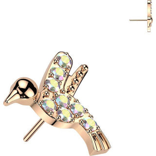 Titanium top pave zirconia hummingbird Push-In