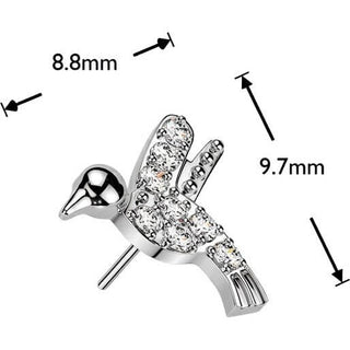Titanium top pave zirconia hummingbird Push-In