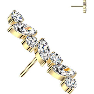 Titanium top straight marquise and round zirconia Push-In