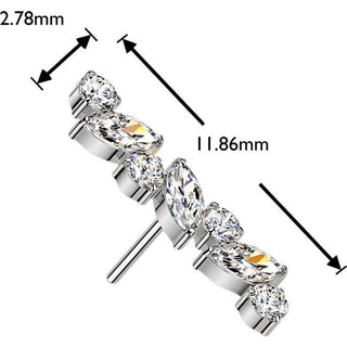 Titanium top straight marquise and round zirconia Push-In
