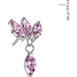 Titanium top triple marquise zirconia fan with marquise zirconia dangle Push-In