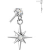 Titanium top prong set zirconia with starburst dangle Push-In