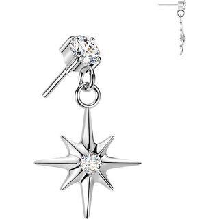 Titanium top prong set zirconia with starburst dangle Push-In