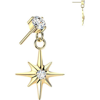 Titanium top prong set zirconia with starburst dangle Push-In