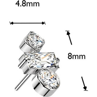 Titanium top round baguette and zirconia zirconia Push-In