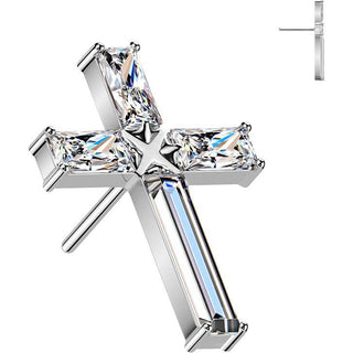 Titanium top baguette zirconia cross Push-In