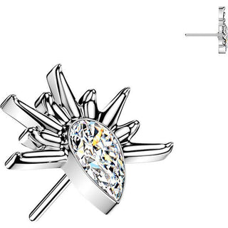 Titanium top half sun teardrop zirconia Push-In