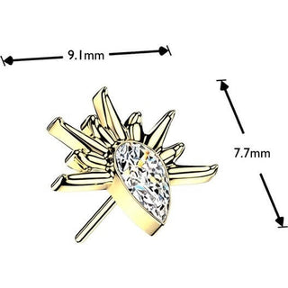 Titanium top half sun teardrop zirconia Push-In