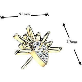 Titanium top half sun teardrop zirconia Push-In