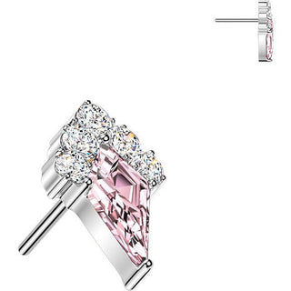 Titanium top kite and round zirconia cluster Push-In