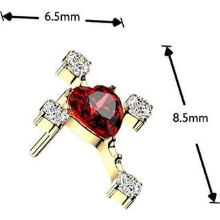 Titanium top cross with zirconia ends and heart zirconia center Push-In
