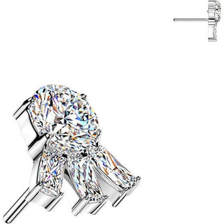 Titanium top round zirconia with 3 baguette zirconias Push-In