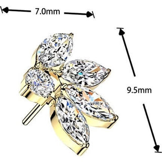 Titanium top 4 marquise zirconia fan with round zirconia Push-In