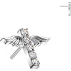 Titanium top angel wings pave zirconia cross Push-In