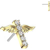 Titanium top angel wings pave zirconia cross Push-In