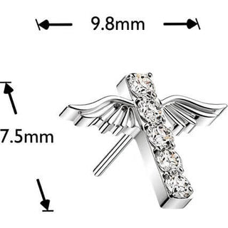 Titanium top angel wings pave zirconia cross Push-In