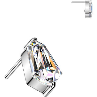 Titanium Top Top Emerald Cut Hexagon Kite Zirconia Push-In