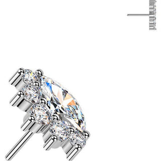 Titanium top marquise and round zirconia cluster Push-In