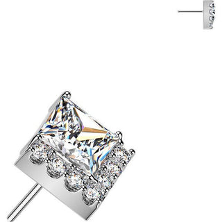 Titanium top square and pave round zirconia cluster Push-In