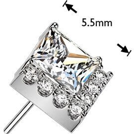 Titanium top square and pave round zirconia cluster Push-In