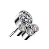 Titanium Top Drop 4 Zirconia Silver Push-In