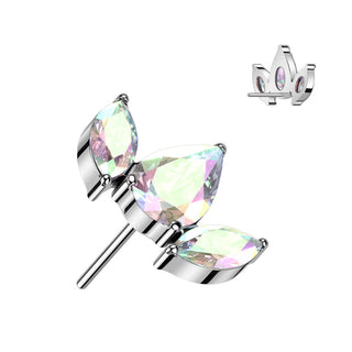 Titanium Top Top Marquise Cut 3 Zirconia Push-In