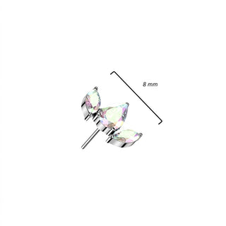 Titanium Top Top Marquise Cut 3 Zirconia Push-In