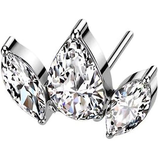 Titanium Top Top Marquise Cut 3 Zirconia Push-In