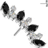 Titanium top marquise and round cubic zirconia curved fan Push-In