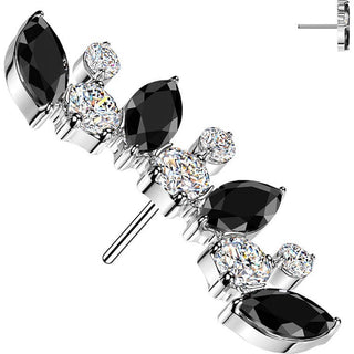 Titanium top marquise and round cubic zirconia curved fan Push-In