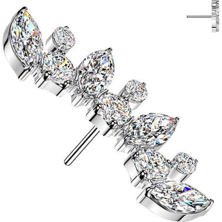 Titanium top marquise and round cubic zirconia curved fan Push-In