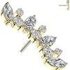 Titanium top marquise and round cubic zirconia curved fan Push-In