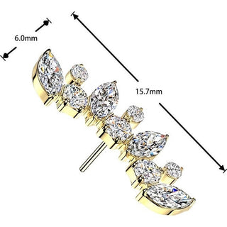 Titanium top marquise and round cubic zirconia curved fan Push-In