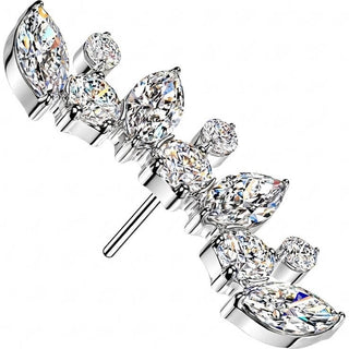 Titanium top marquise and round cubic zirconia curved fan Push-In