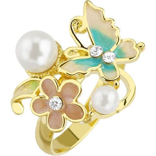 Blume Schmetterling Perlen Verstellbar Gold