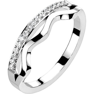 Finger Ring 316L Ring Pave Cubic Zirconia with Wavey Line