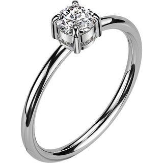 Finger Ring Square Zirconia Silver